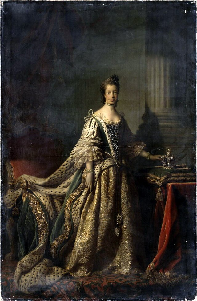 Portrait of Queen Charlotte (1744-1818), in coronation dress by Allan Ramsay