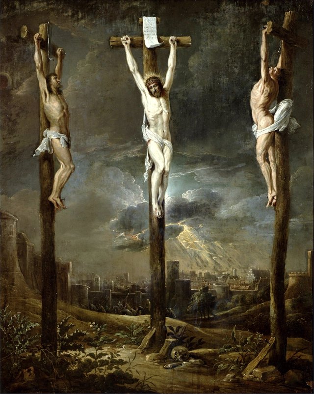 Christ on the cross flanked by the two malefactors by David Teniers the Elder