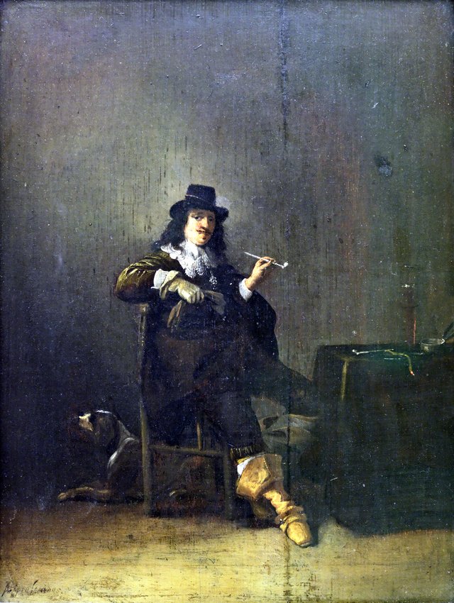 L'Odorat, Homme fumant la pipe by Anthonie Palamedesz.