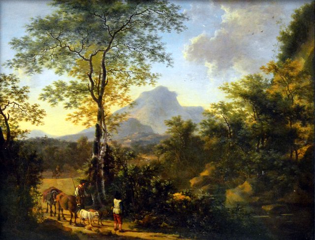 Landscape with peasants and cattle by Willem de Heusch