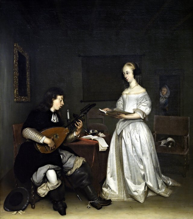 The Duet - Singer and Theorbo Player by Gerard ter Borch