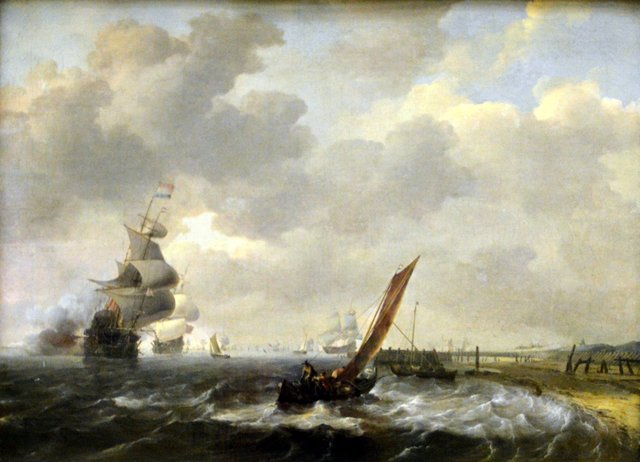 Schepen voor de kust bij Den Helder by Ludolf Bakhuizen