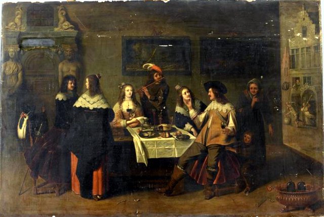The prodigal son among courtesans by Christoffel Jacobsz van der Laemen