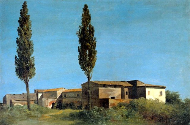 Farm-buildings at the Villa Farnese: the Two Poplar Trees by Pierre-Henri de Valenciennes