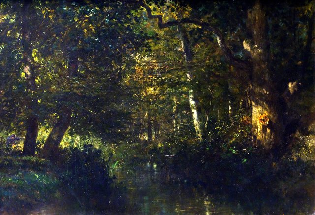 Cours d'eau sous bois by Constant Troyon
