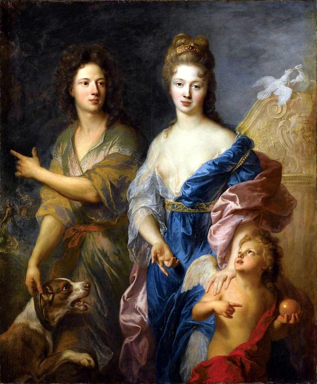 Portrait of a couple in Venus and Paris by François de Troy