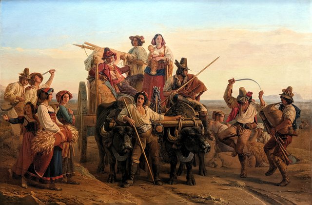 The arrival of the reapers in the Pontine marshes by Léopold Robert