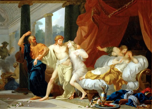 Socrates Tears Alcibiades from the Embrace of Sensual Pleasure by Jean-Baptiste Regnault