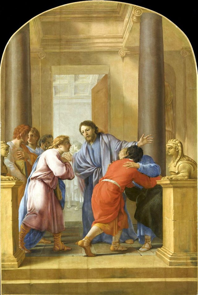 Der hl. Bruno veranlasst seine Schüler und Freunde die Welt zu verlassen by Eustache Le Sueur