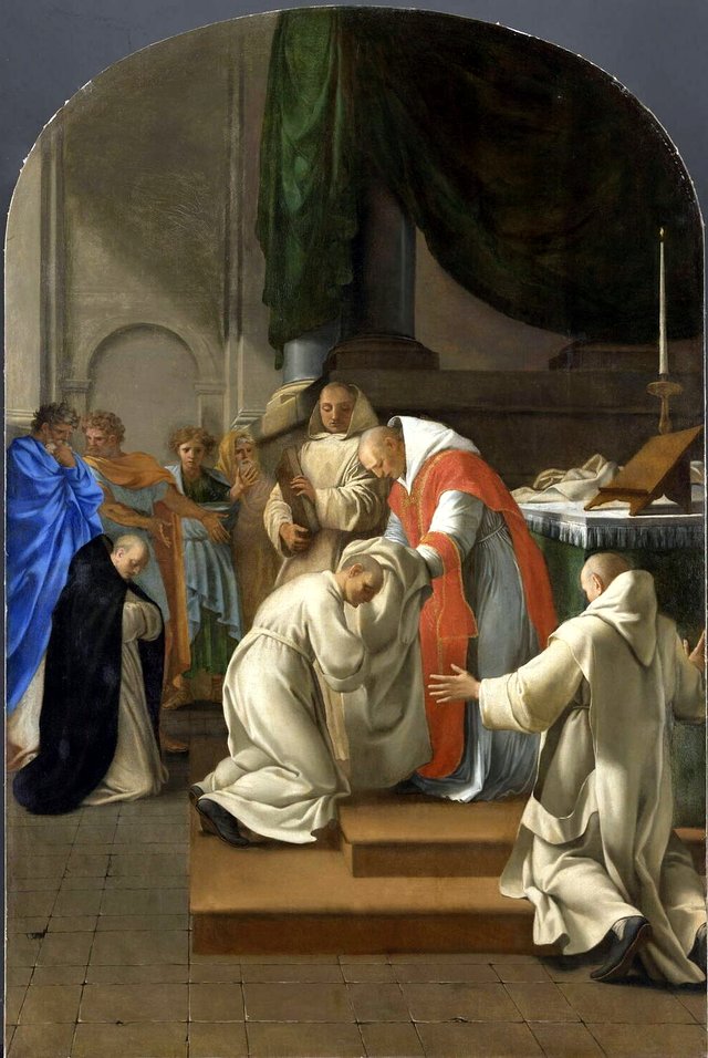 Der hl. Bruno gibt mehreren Personen das Habit by Eustache Le Sueur