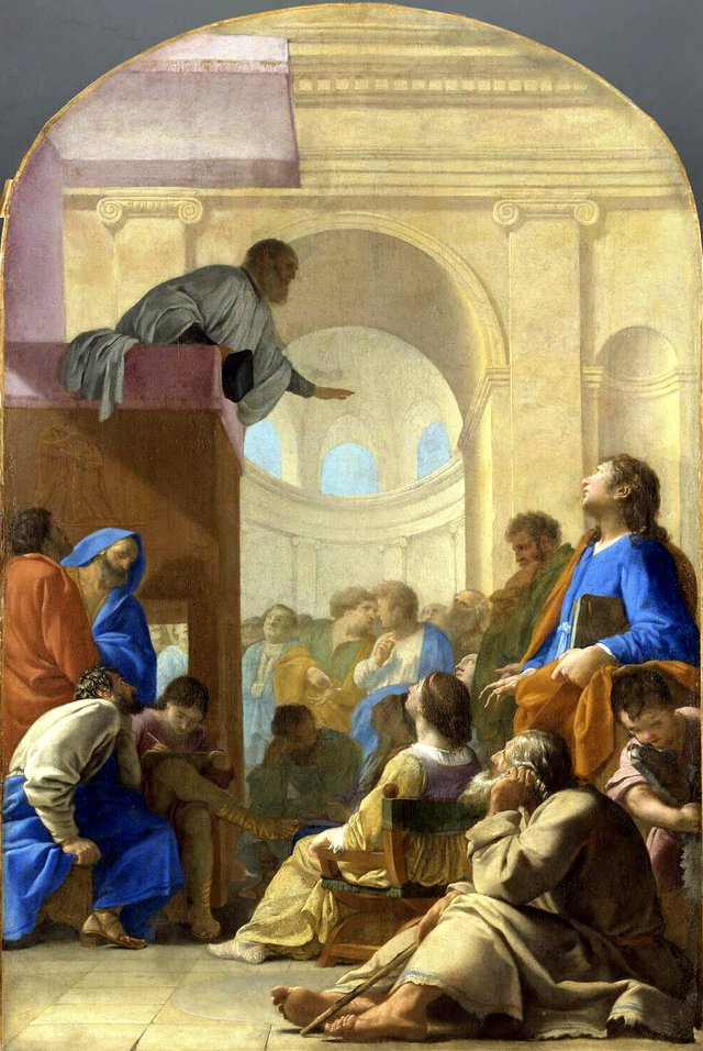 Der hl. Bruno hilft bei der Predigt des Raymond Diocres by Eustache Le Sueur