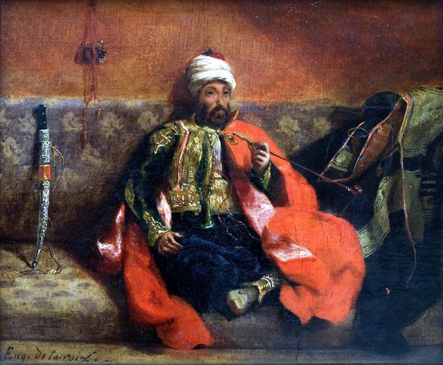 Turc fumant, assis sur un divan by Eugène Delacroix
