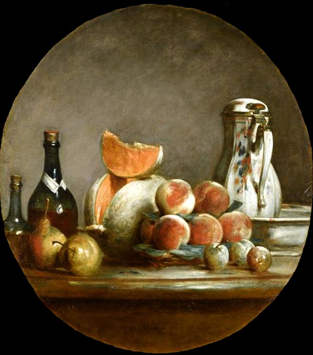 Melon, pears, peaches and plums by Jean-Baptiste-Siméon Chardin