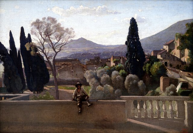 The Gardens of the Villa d'Este at Tivoli by Jean-Baptiste Camille Corot