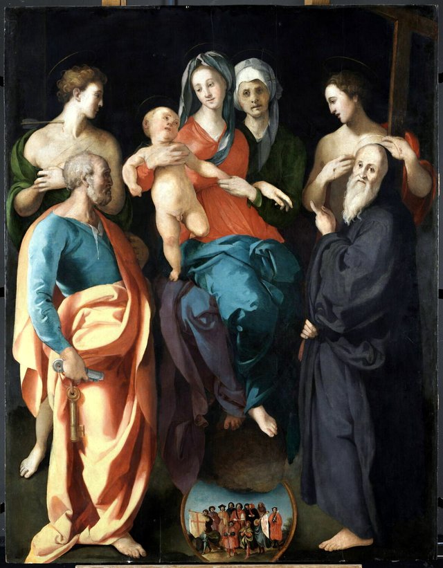 Madonna and Child with Saint Anna and Four Saints - Jacopo Pontormo - Louvre INV 232 by Pontormo