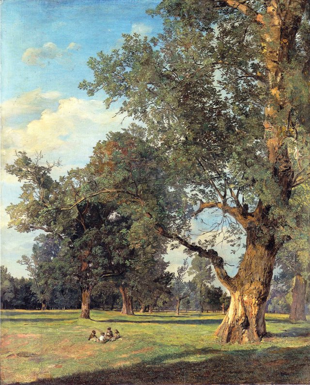 Trees in the Prater with seated figures by Ferdinand Georg Waldmüller