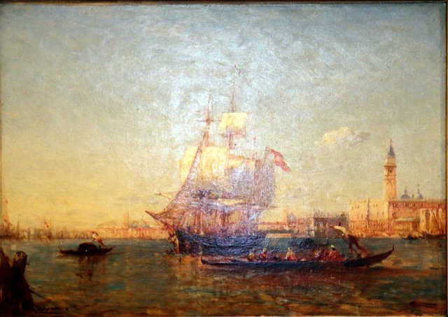 Voilier sortant du grand canal by Félix Ziem