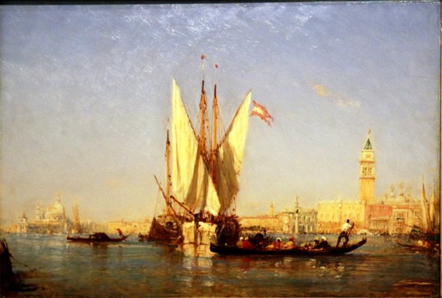 Voiliers à l'entrée du grand canal by Félix Ziem