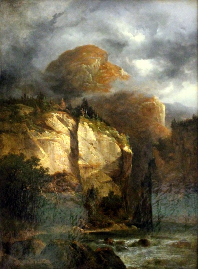landscape: river-valley with rocks in the mountains by Alexandre Calame