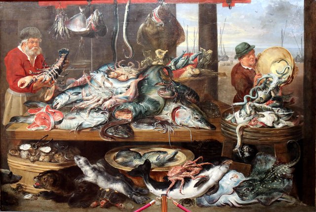 Fishmarket at the harbour by Frans Snyders