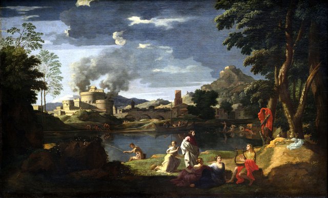 Landscape with Orpheus and Eurydice by Nicolas Poussin
