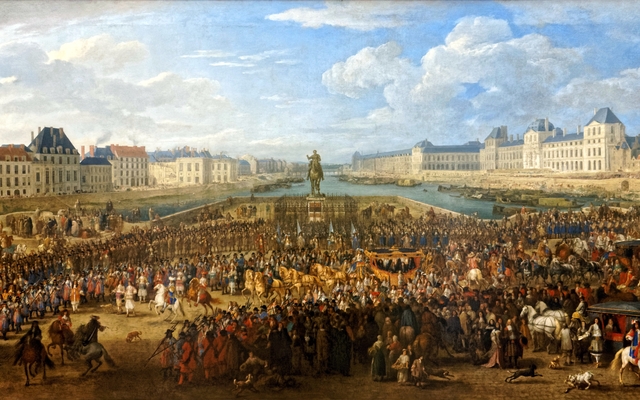 Louis XIV crossing Pont Neuf by Adam Frans van der Meulen