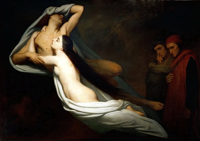 The Shades of Francesca de Rimini and Paolo Malatesta Appear to Dante and Virgil by Ary Scheffer