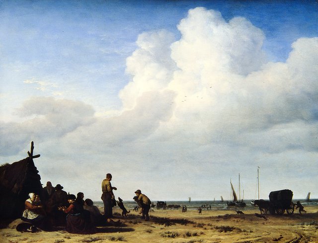 Beach scene by Adriaen van de Velde