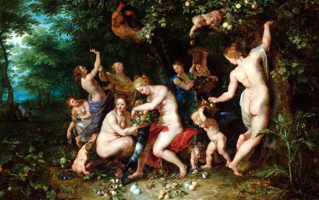 Nymphs filling the horn of plenty by Hendrick van Balen the Elder