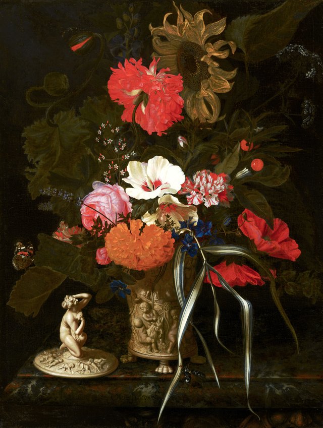 Flowers in an Ornamental Vase by Maria van Oosterwijck