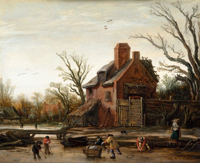 Winter landscape with farmhouse by Esaias van de Velde
