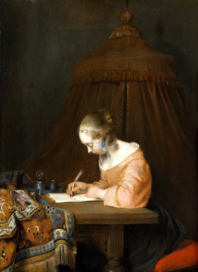 Woman writing a letter by Gerard ter Borch