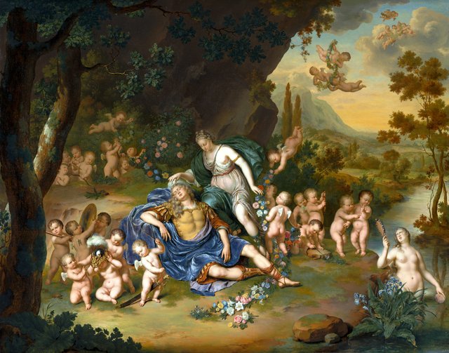 Armida Binding the Sleeping Rinaldo with Flowers by Willem van Mieris