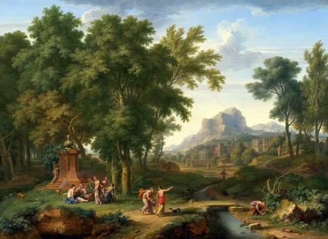 Arcadian Landscape with a Bust of Flora by Jan van Huysum