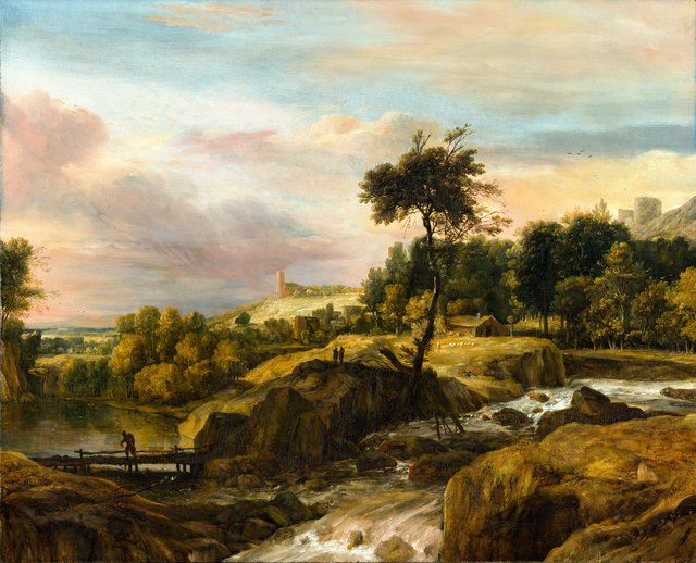 Mountainous Landscape with Waterfall by Roelant Roghman