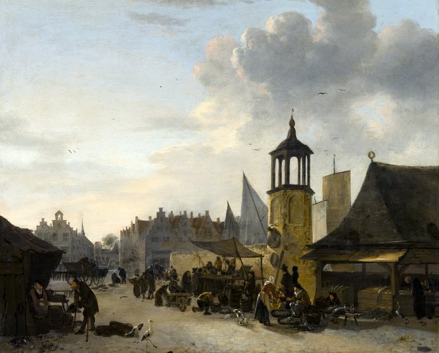 A Fish Market by Egbert van der Poel