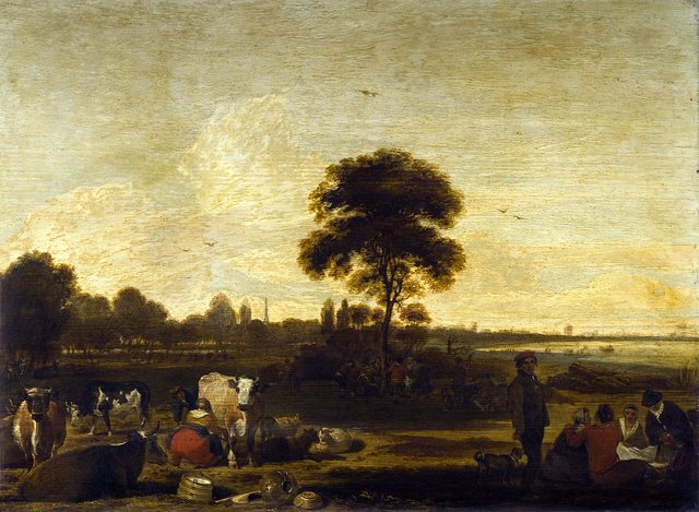 Landscape with Herdsmen and Cattle by Cornelis Saftleven