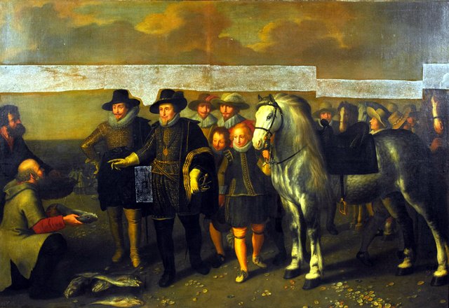 Maurits (1567-1625) and Frederik Hendrik (1584-1647), Princes of Orange, on the Beach at Scheveningen by Adriaen van Nieulandt the younger