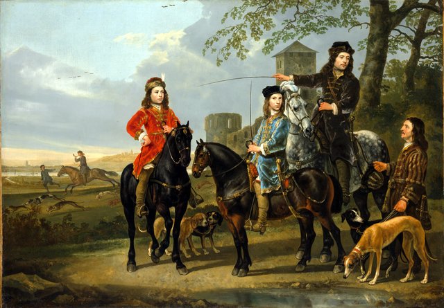 Equestrian Portrait of Cornelis (1639–1680) and Michiel Pompe van Meerdervoort (1638–1653) with Their Tutor and Coachman by Aelbert Cuyp