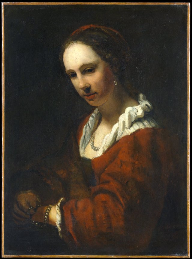 Young Woman with a Pearl Necklace by Willem Drost