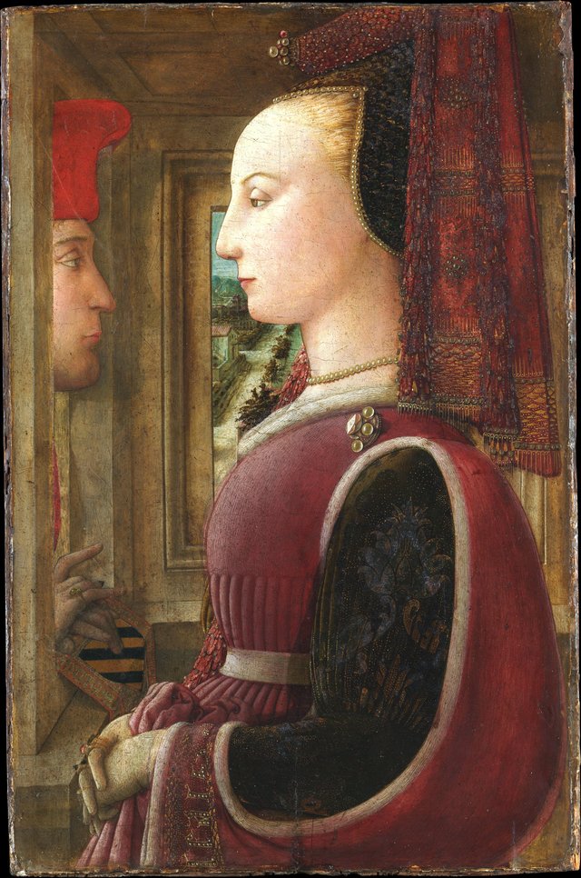 Portrait of a Woman with a Man at a Casement by Filippo Lippi