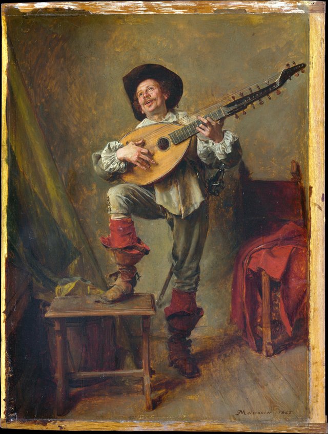 Soldier Playing the Theorbo by Jean-Louis-Ernest Meissonier