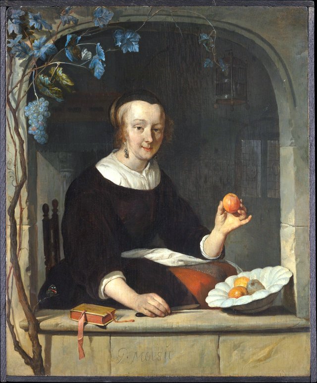 A Woman Seated at a Window by Gabriel Metsu