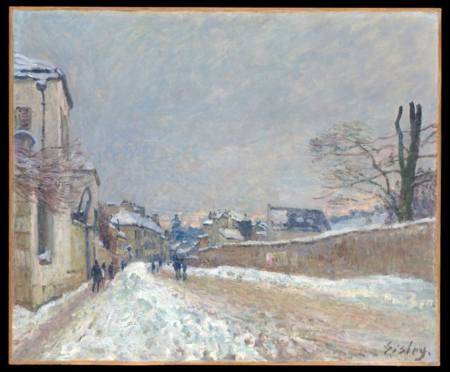 Rue Eugène Moussoir at Moret: Winter by Alfred Sisley
