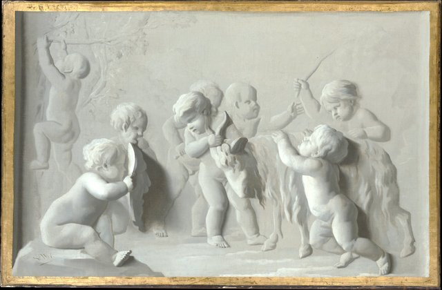 Children Playing with a Goat by Jacob de Wit