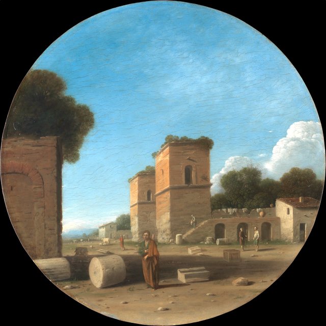 A Roman Landscape with Figures by Goffredo Wals