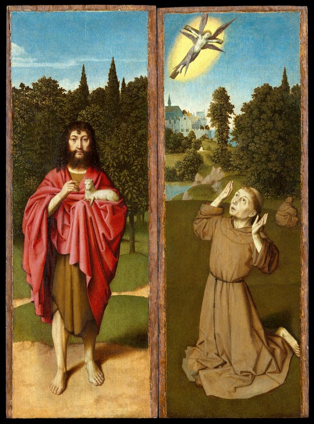 Saint John the Baptist; Saint Francis Receiving the Stigmata by Gerard David