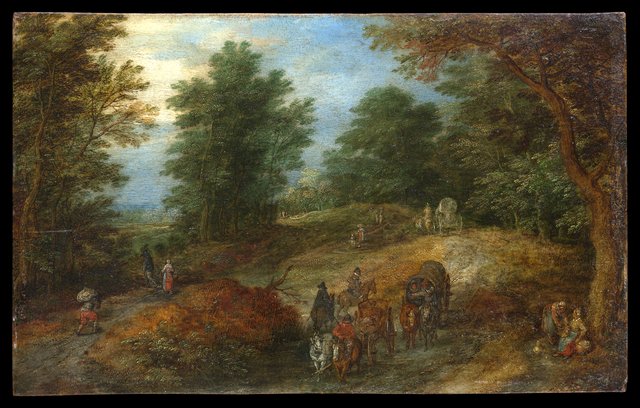 Landscape with Travelers on a Woodland Path by Jan Brueghel the Elder