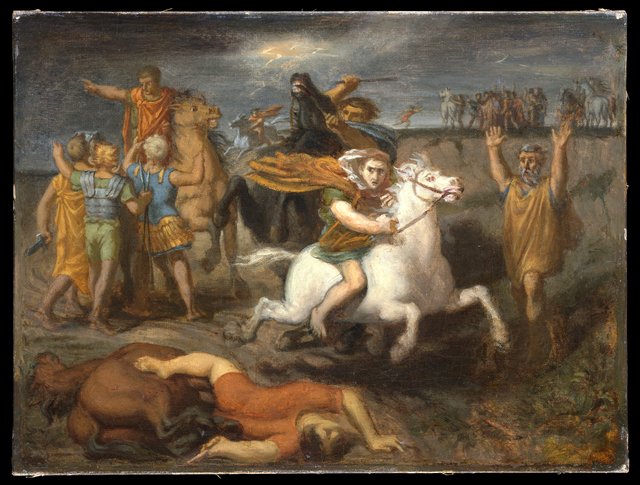 Scene from the Gallic Wars: The Gaul Littavicus, Betraying the Roman Cause, Flees to Gergovie to Support Vercingétorix by Théodore Chassériau