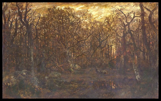 The Forest in Winter at Sunset by Théodore Rousseau